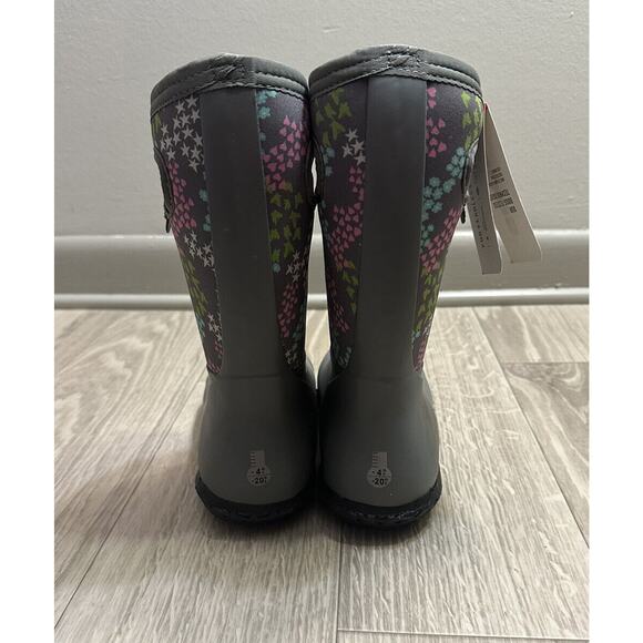 Bogs Youth York Star Heart Mid Calf Grey Pull On Rubber Rain Boots Sz 1 - Picture 6 of 9